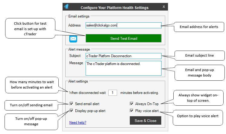 ctrader health settings explained